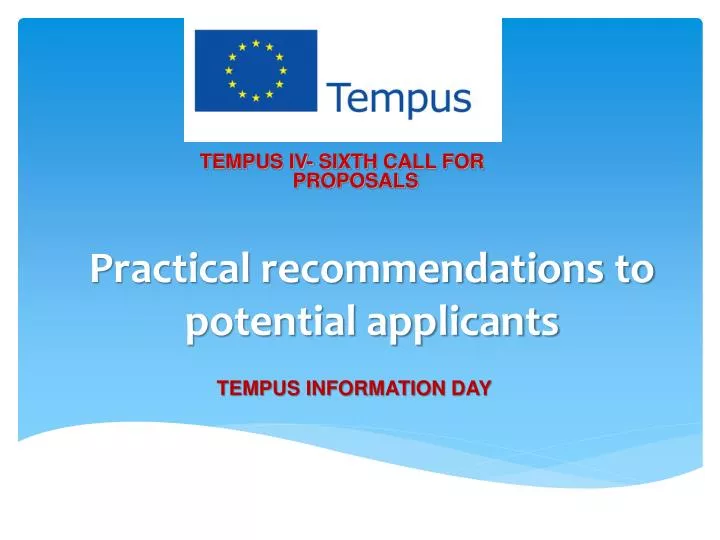 practical recommendations to potential applicants