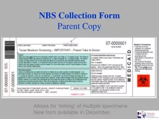 NBS Collection Form Parent Copy