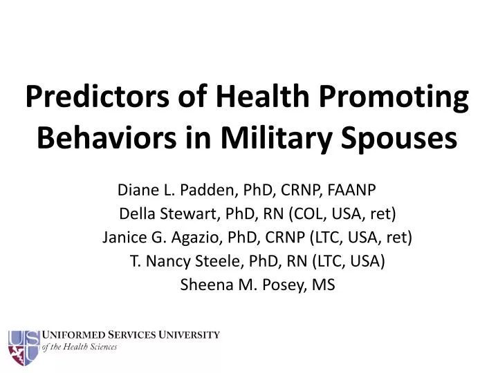 predictors of health promoting behaviors in military spouses