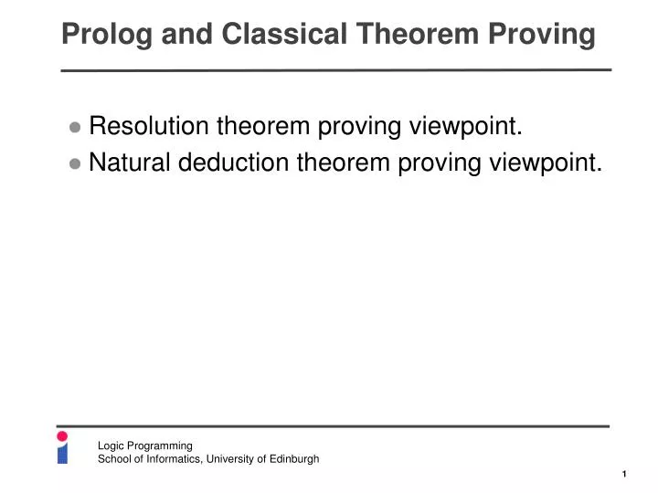 prolog and classical theorem proving