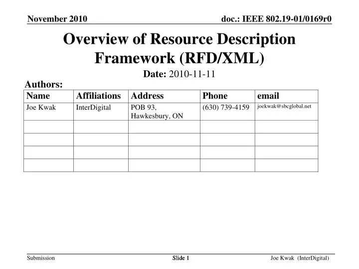 overview of resource description framework rfd xml