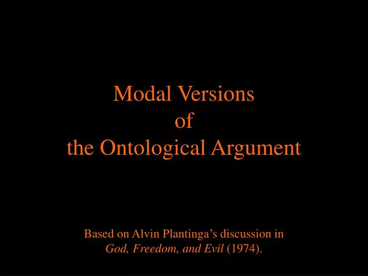 modal versions of the ontological argument