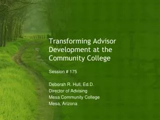 Transforming Advisor Development at the Community College