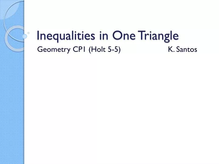 inequalities in one triangle