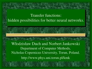 Transfer functions: hidden possibilities for better neural networks.