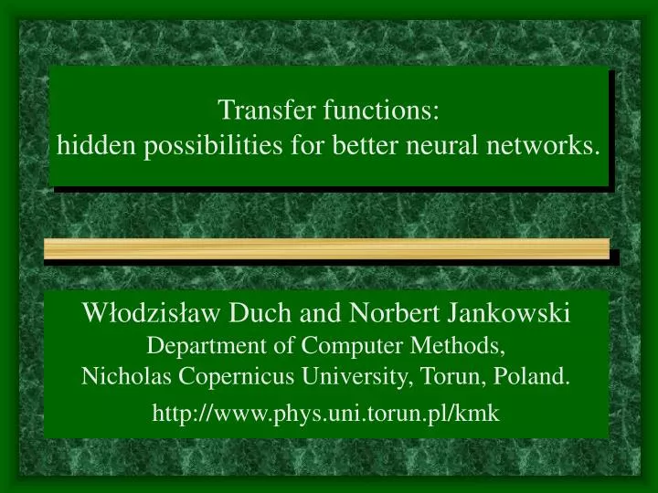 transfer functions hidden possibilities for better neural networks