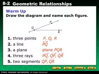 Warm Up Draw the diagram and name each figure.