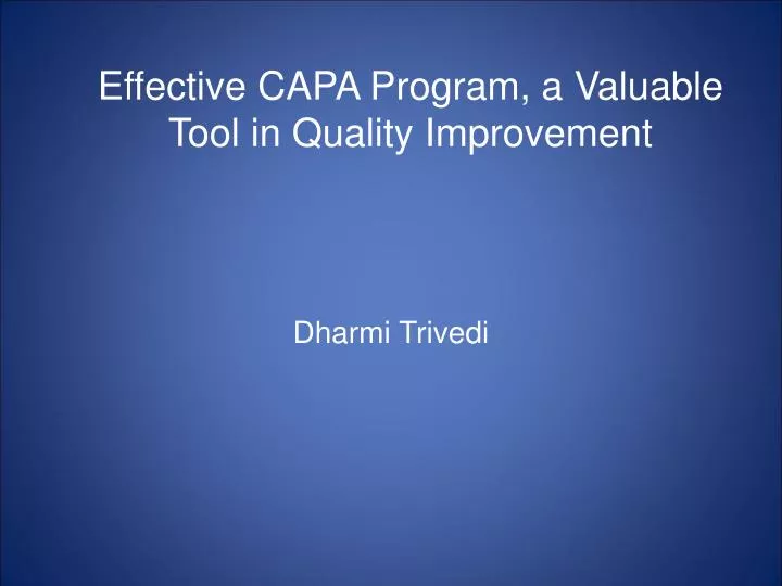 effective capa program a valuable tool in quality improvement
