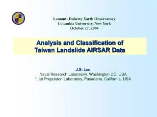 Analysis and Classification of Taiwan Landslide AIRSAR Data