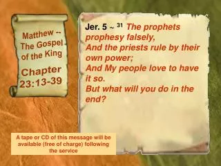 Matthew -- The Gospel of the King