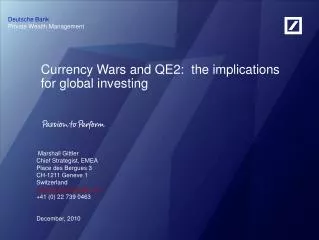 Currency Wars and QE2: the implications for global investing