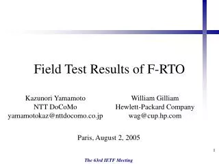 Field Test Results of F-RTO