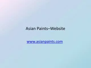 Asian Paints–Website