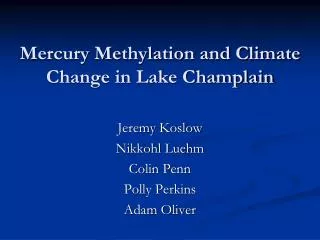 Mercury Methylation and Climate Change in Lake Champlain