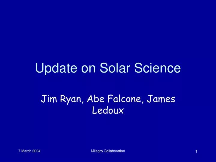 update on solar science