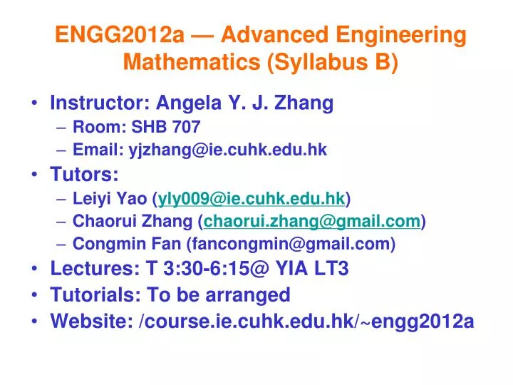 engg2012a advanced engineering mathematics syllabus b