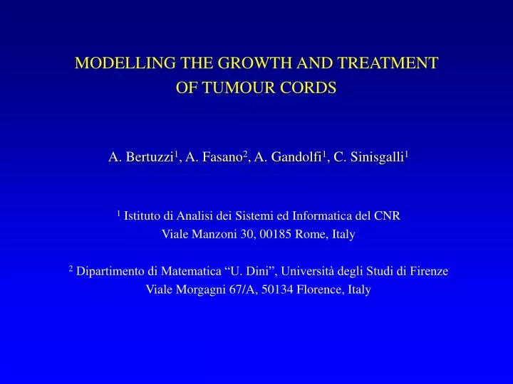 modelling the growth and treatment of tumour cords