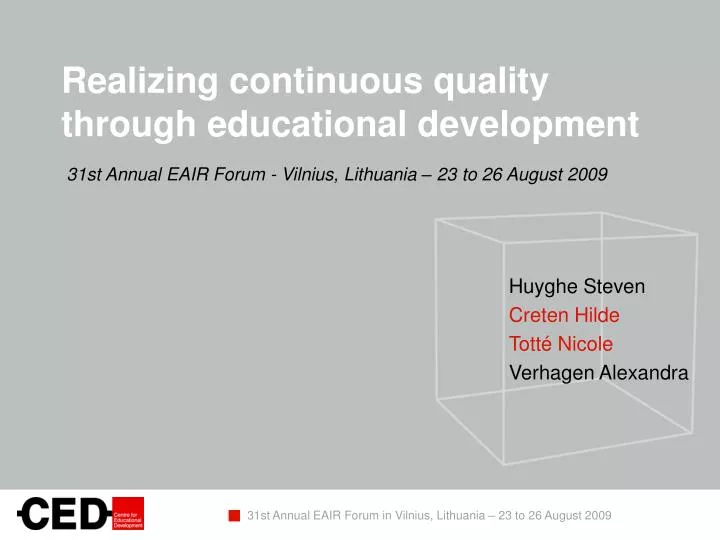realizing continuous quality through educational development