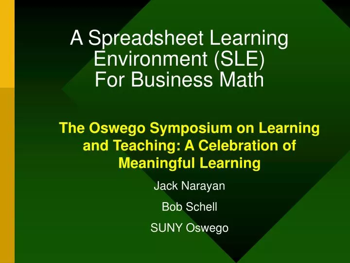 a spreadsheet learning environment sle for business math