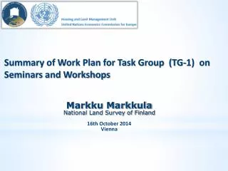 Summary of Work Plan for Task Group (TG-1) on Seminars and Workshops