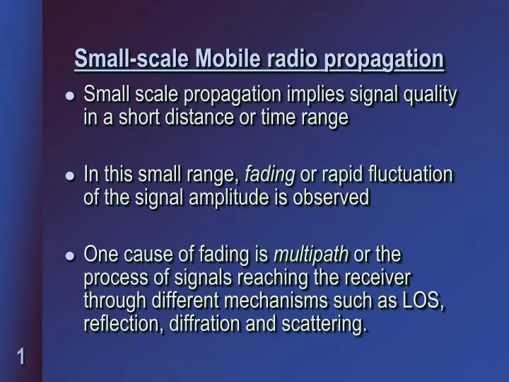 small scale mobile radio propagation