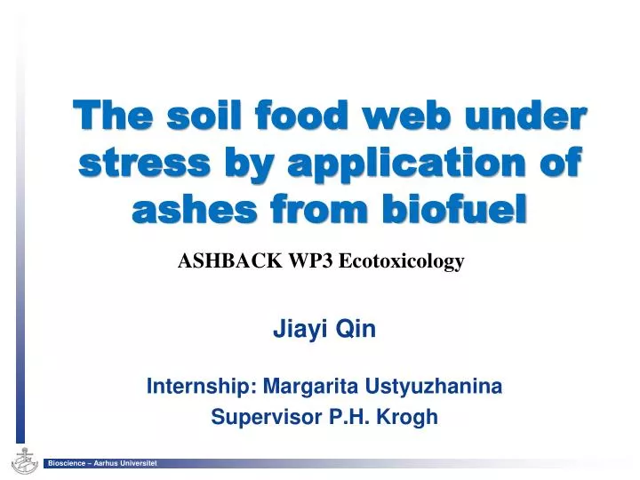 the soil food web under stress by application of ashes from biofuel