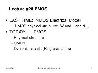 Lecture #28 PMOS
