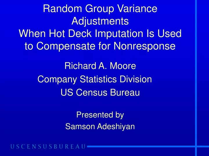 random group variance adjustments when hot deck imputation is used to compensate for nonresponse