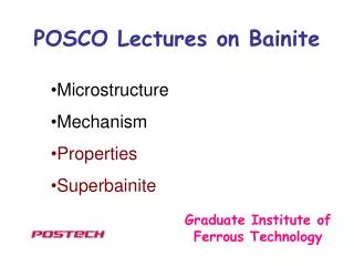 POSCO Lectures on Bainite