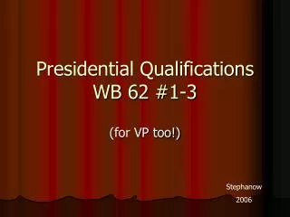 Presidential Qualifications WB 62 #1-3