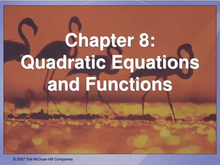 chapter 8 quadratic equations and functions