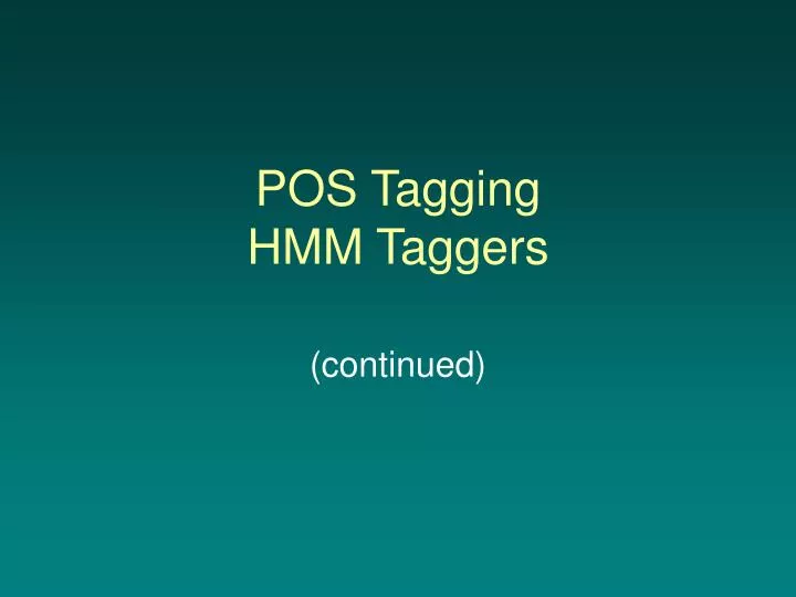 pos tagging hmm taggers