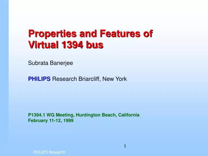 properties and features of virtual 1394 bus