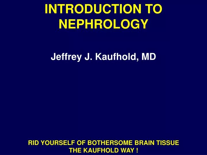 introduction to nephrology