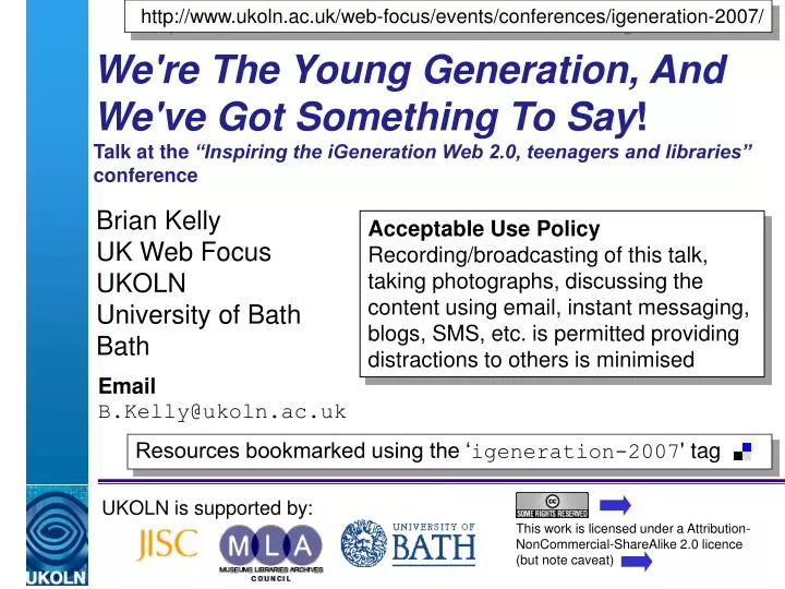 brian kelly uk web focus ukoln university of bath bath
