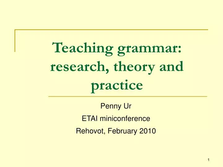 teaching grammar research theory and practice