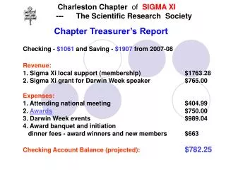 Charleston Chapter of SIGMA XI --- The Scientific Research Society