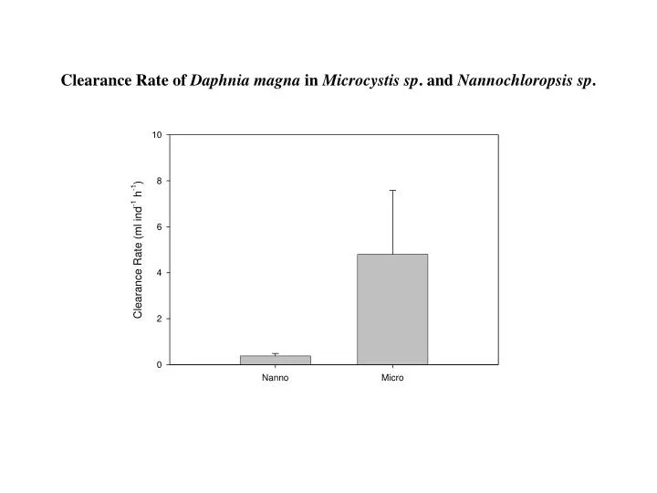 clearance rate of daphnia magna in microcystis sp and nannochloropsis sp