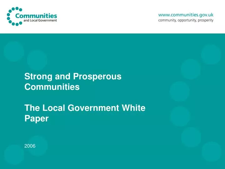 strong and prosperous communities the local government white paper