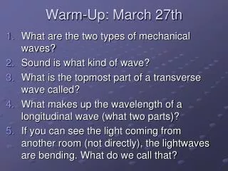 Warm-Up: March 27th