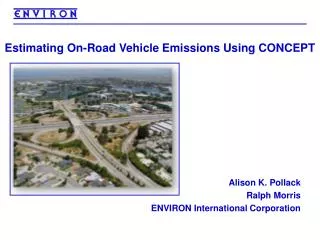 Estimating On-Road Vehicle Emissions Using CONCEPT