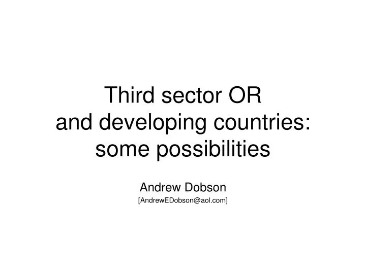 third sector or and developing countries some possibilities