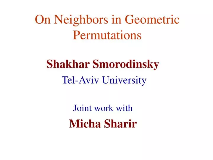 on neighbors in geometric permutations