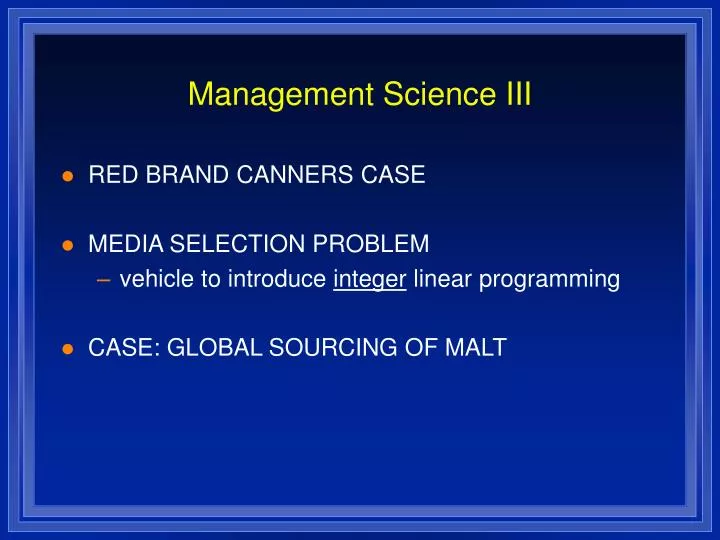management science iii