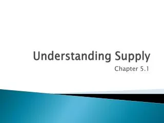 Understanding Supply