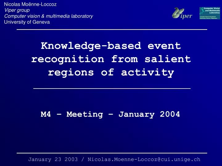 knowledge based event recognition from salient regions of activity