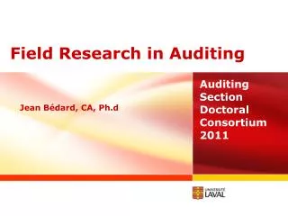 Field Research in Auditing