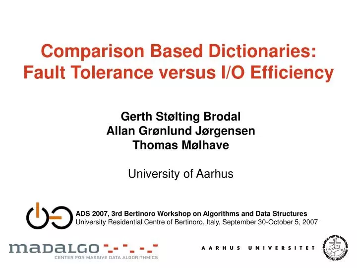 comparison based dictionaries fault tolerance versus i o efficiency