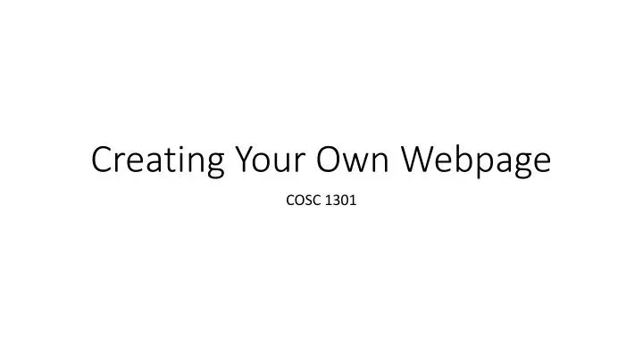 creating your own webpage
