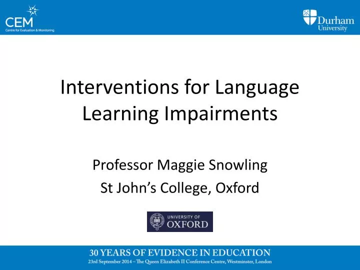 interventions for language learning impairments